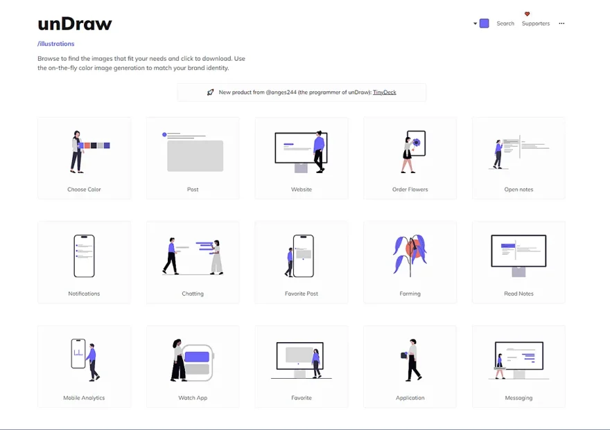 unDrawのサイトスクリーンショット